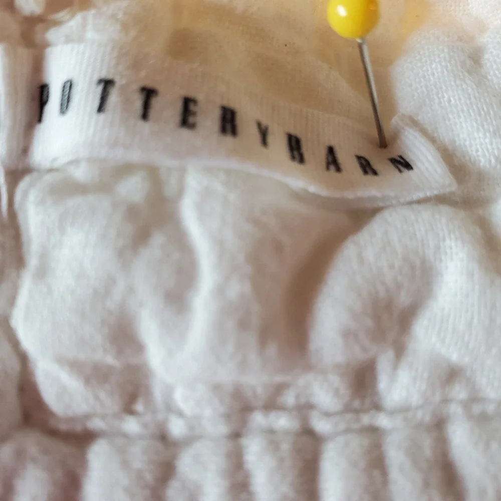 Pottery Barn White Pick-Stitch Channel Quilt Twin Bedding Cotton Textured